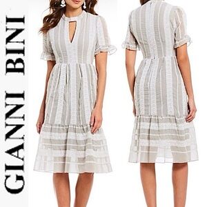Gianni Bini Eryn Crochet Stripe Midi Dress Size Small